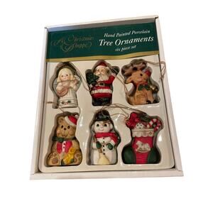 Vintage 1990 A Christmas Shoppe Porcelain Hand Painted Christmas Ornaments Six